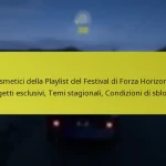 Cosmetici della Playlist del Festival di Forza Horizon 5: Oggetti esclusivi, Temi stagionali, Condizioni di sblocco