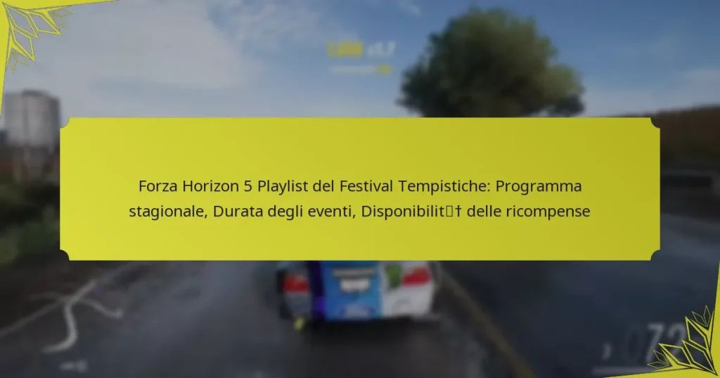 Forza Horizon 5 Playlist del Festival Tempistiche: Programma stagionale, Durata degli eventi, Disponibilità delle ricompense