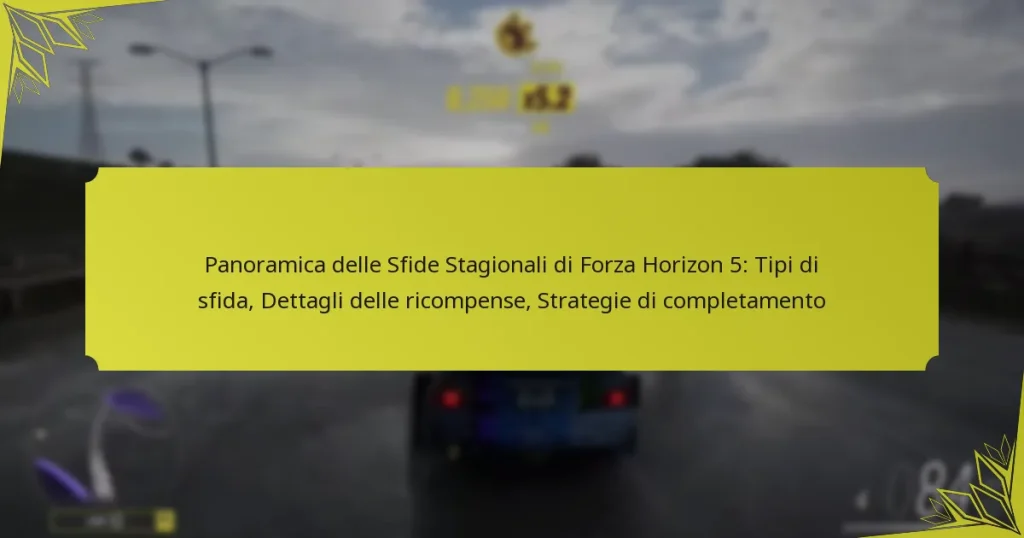 Panoramica delle Sfide Stagionali di Forza Horizon 5: Tipi di sfida, Dettagli delle ricompense, Strategie di completamento