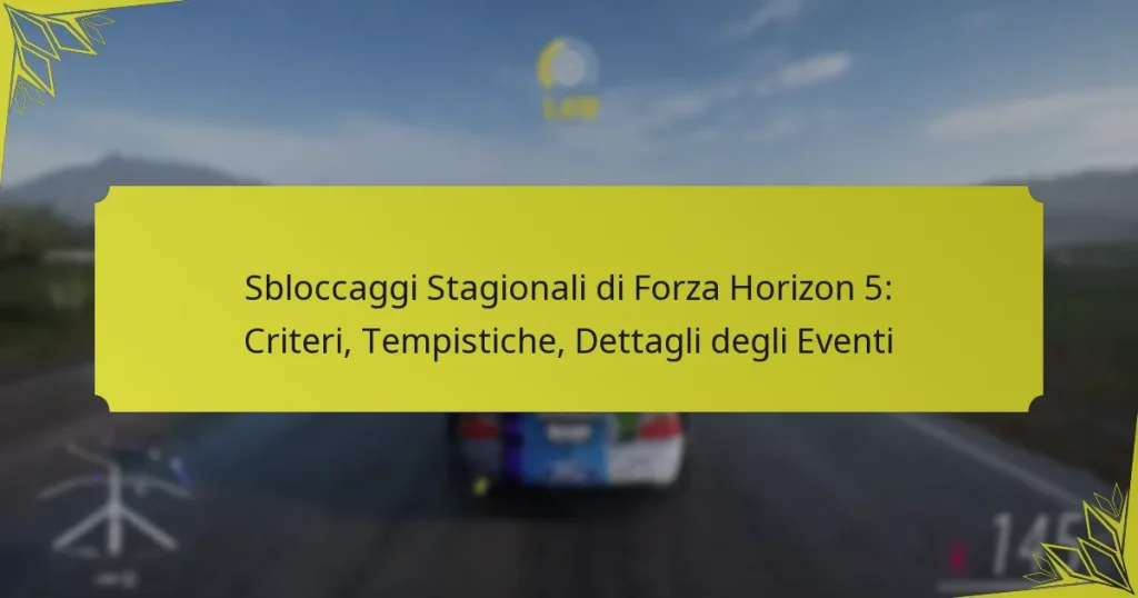 Sbloccaggi Stagionali di Forza Horizon 5: Criteri, Tempistiche, Dettagli degli Eventi